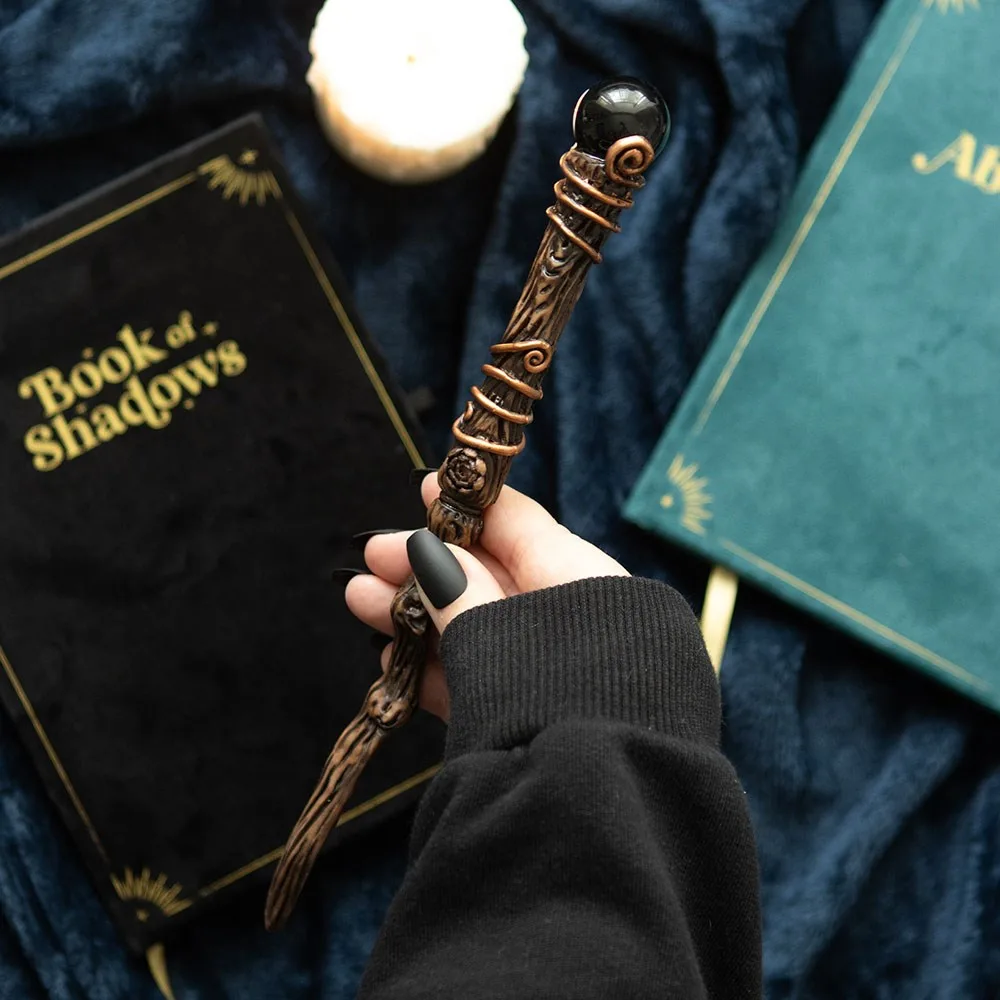 Protection Black Obsidian Crystal Wand with Pouch Protection Black Obsidian Crystal Wand with Pouch