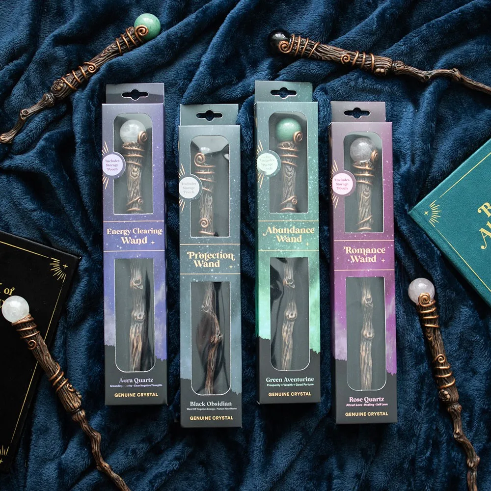Protection Black Obsidian Crystal Wand with Pouch - Image 5
