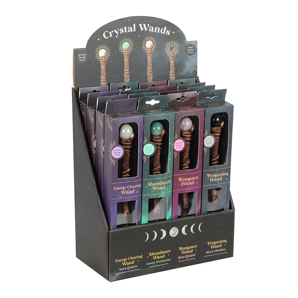 Set of 16 Crystal Wands with Pouches in Display - Image 2