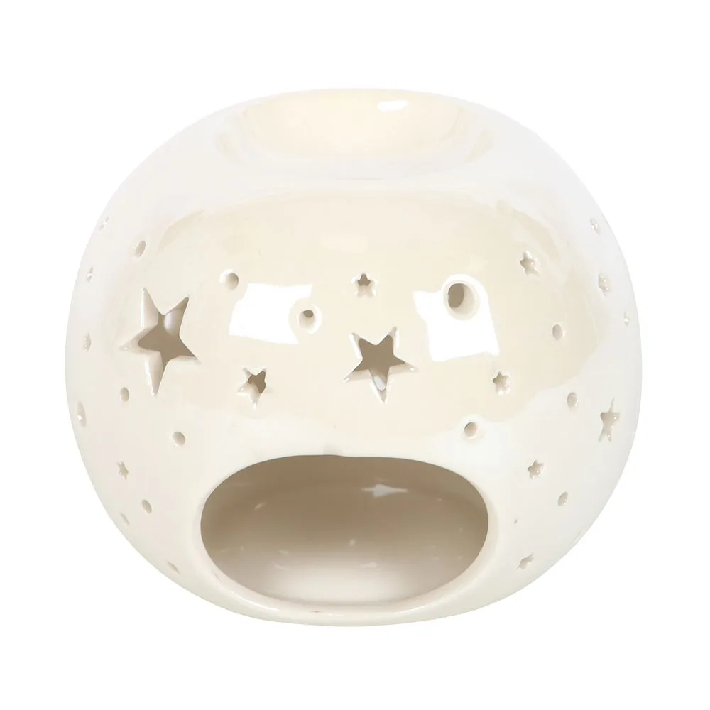 White Iridescent Star Oil Burner and Wax Warmer - Image 3
