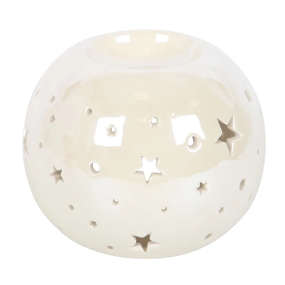 White Iridescent Star Oil Burner and Wax Warmer - Image 5