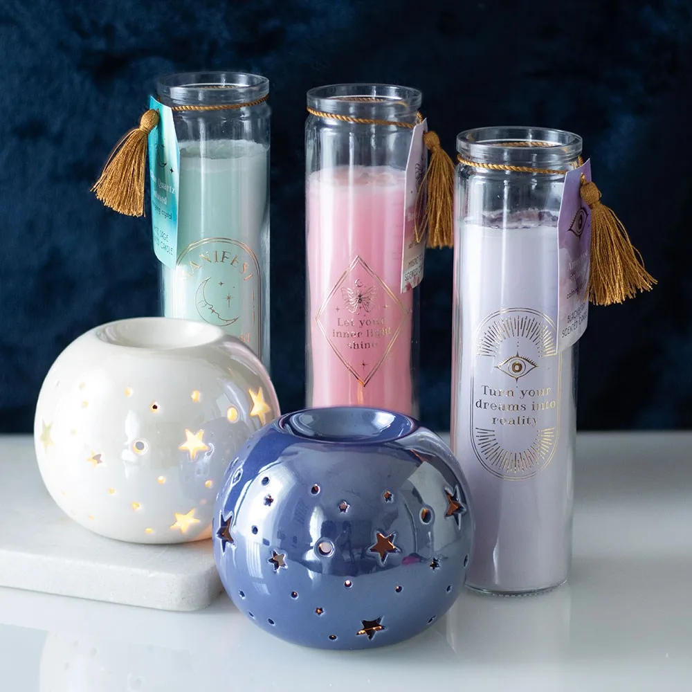 White Iridescent Star Oil Burner and Wax Warmer - Image 7