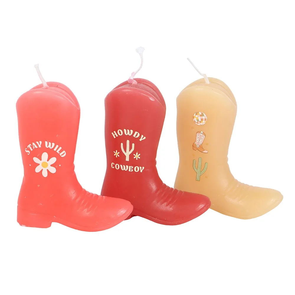 Set of 3 Cowboy Boot Candles - Image 2