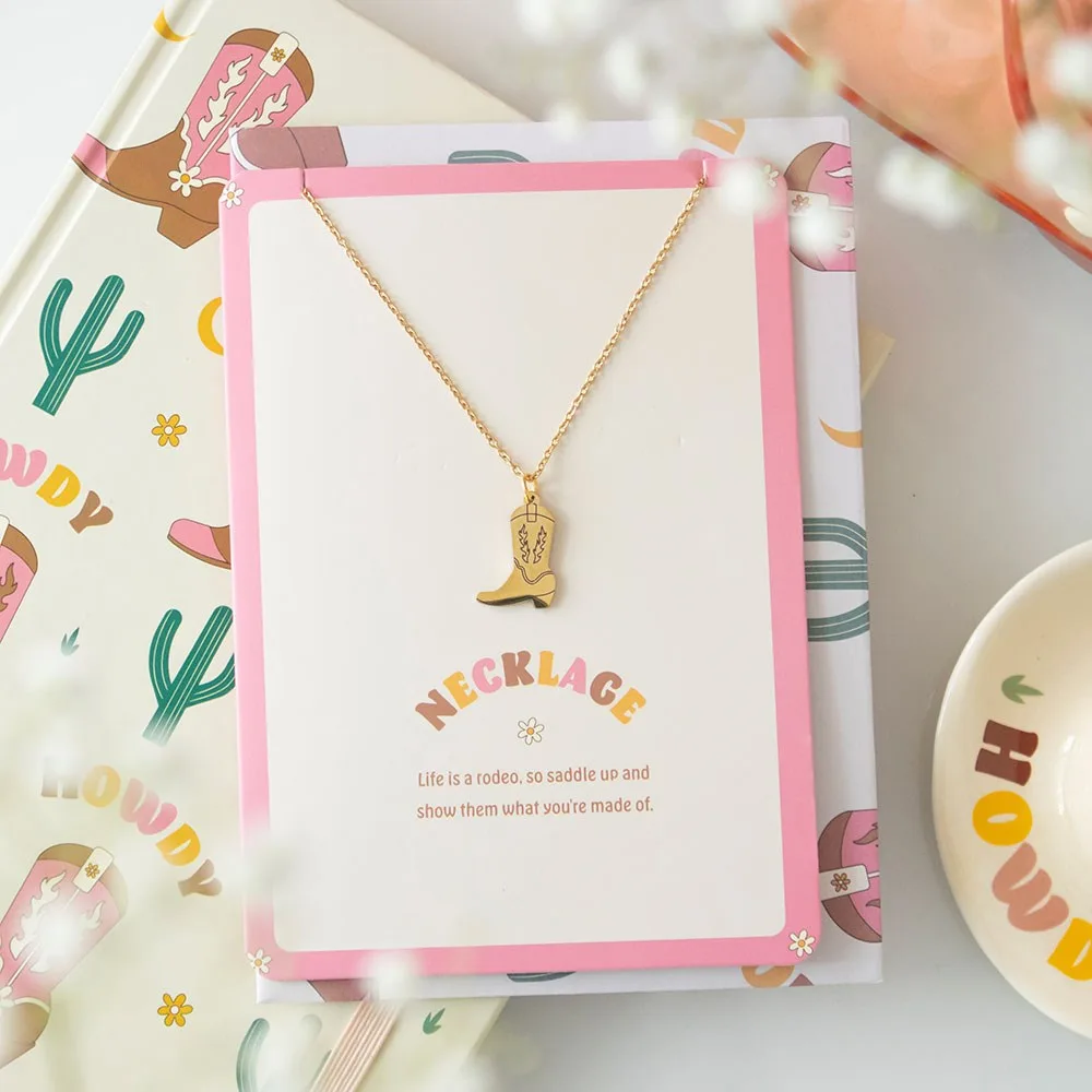 Cowboy Boot Necklace on Greeting Card Cowboy Boot Necklace on Greeting Card