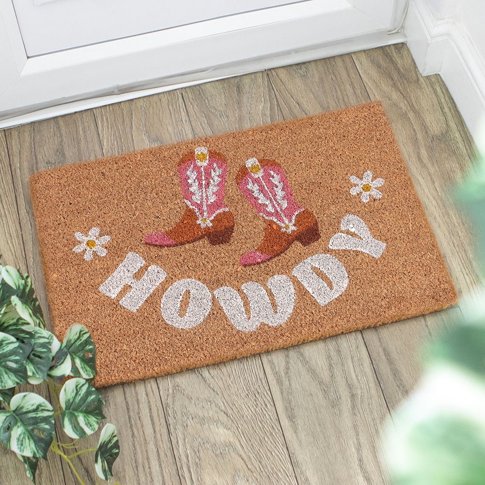 Natural Howdy Cowboy Boot Doormat Natural Howdy Cowboy Boot Doormat