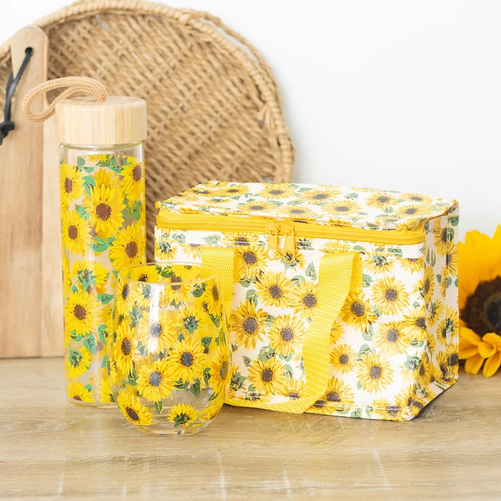 Sunflower Print Glass Water Bottle - Image 5