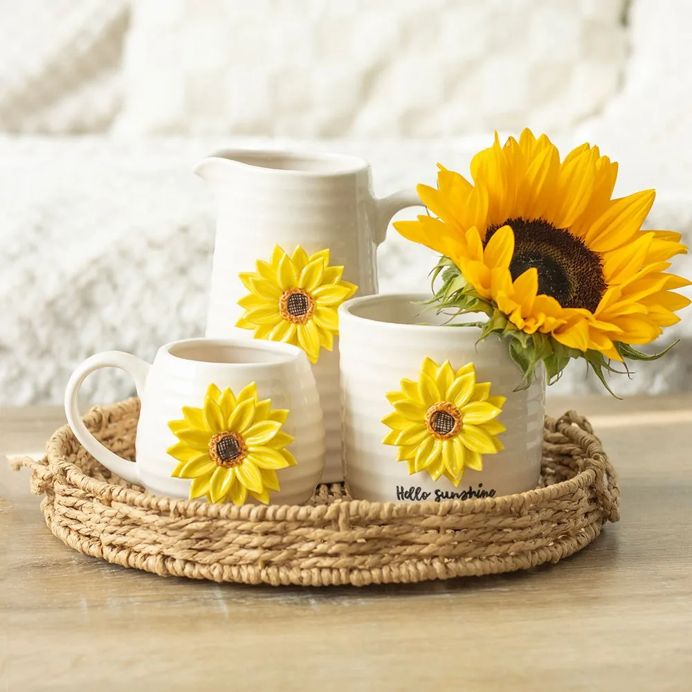 Hello Sunshine Rounded Mug with 3D Sunflower - Image 6
