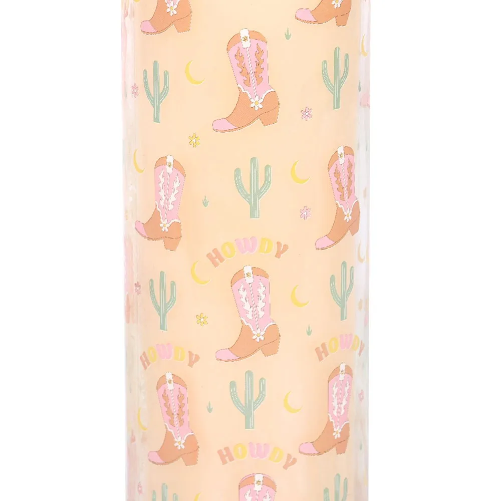 Howdy Cowboy Boot Print Floral Tube Candle - Image 4