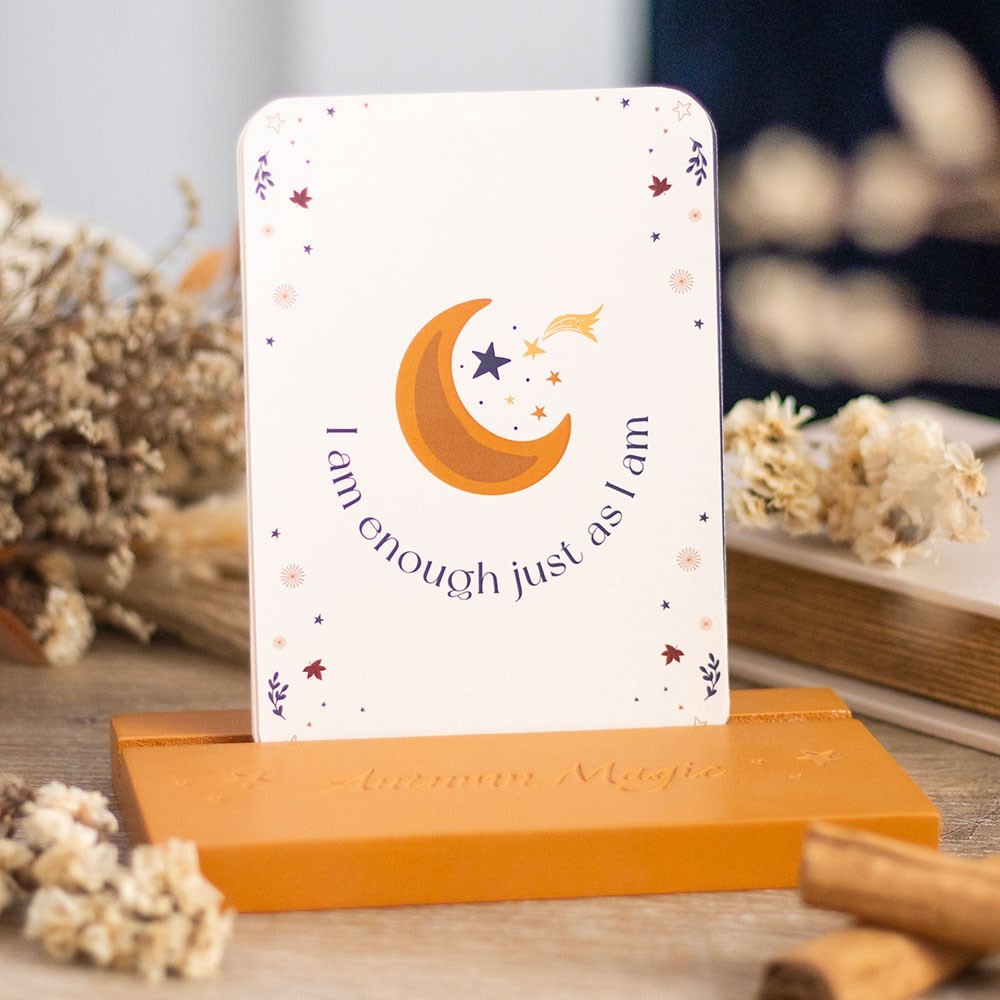 Autumn Magic Affirmation Cards with Wooden Stand Autumn Magic Affirmation Cards with Wooden Stand
