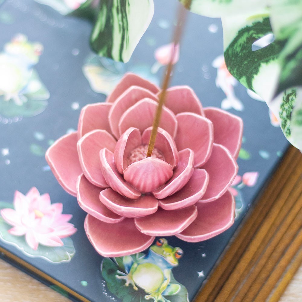 Pink Water Lily Incense Stick Holder Pink Water Lily Incense Stick Holder