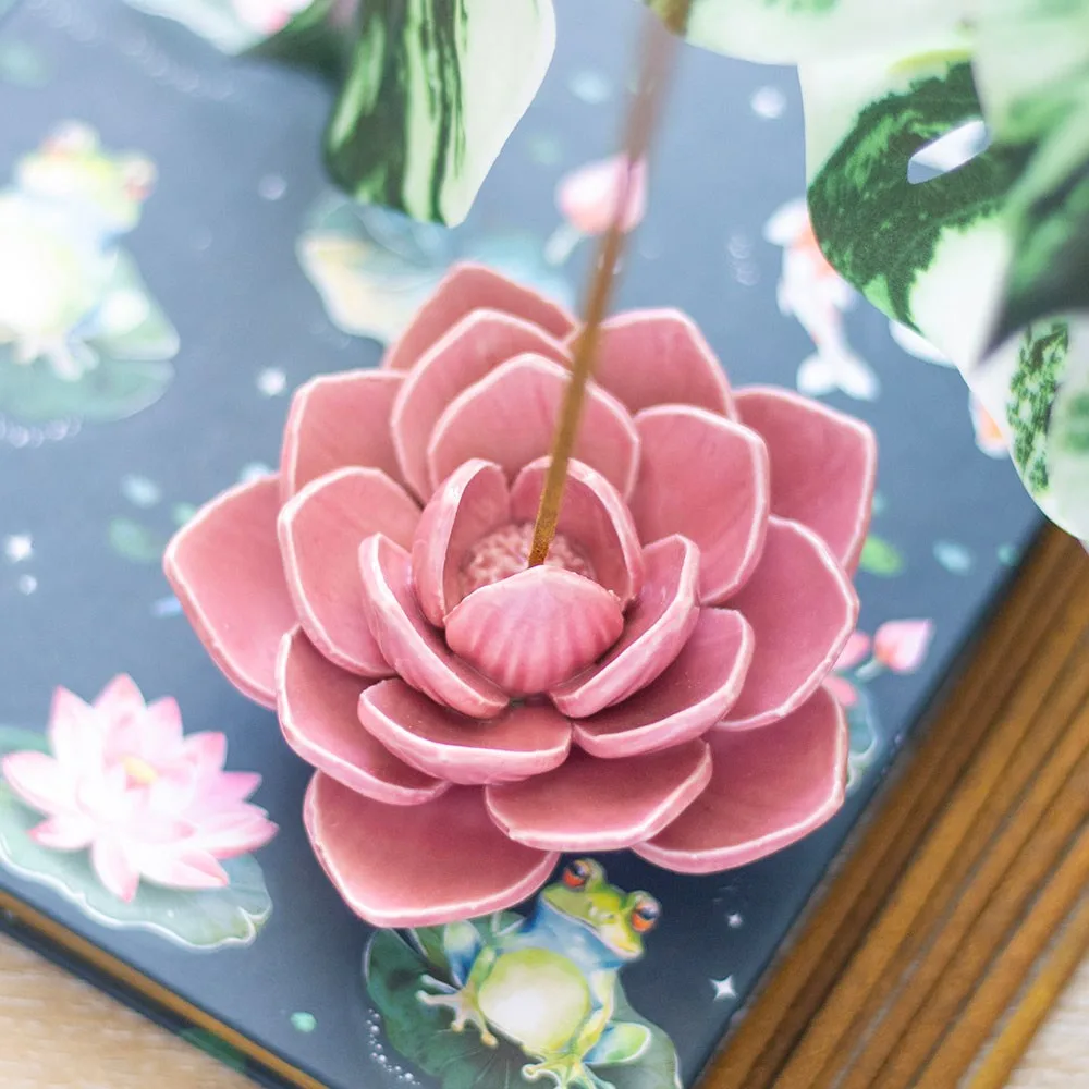 Pink Water Lily Incense Stick Holder Pink Water Lily Incense Stick Holder