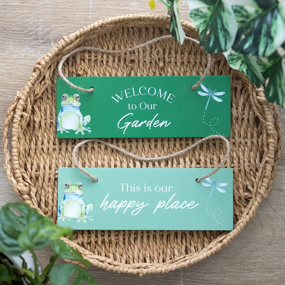 Green Welcome to Our Garden Hanging Sign - Image 5