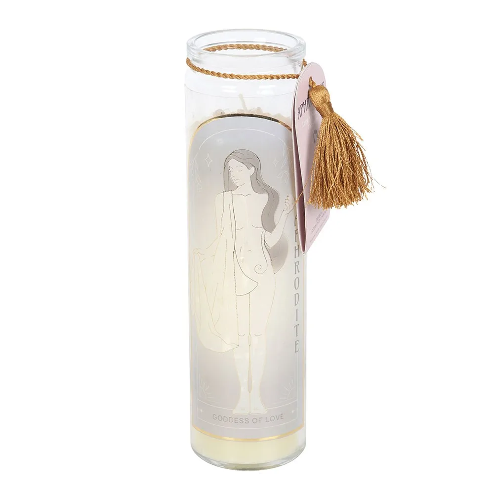 Aphrodite Goddess Tube Candle with Rose Quartz Crystals - Image 2