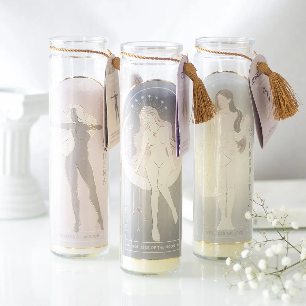Aphrodite Goddess Tube Candle with Rose Quartz Crystals - Image 5