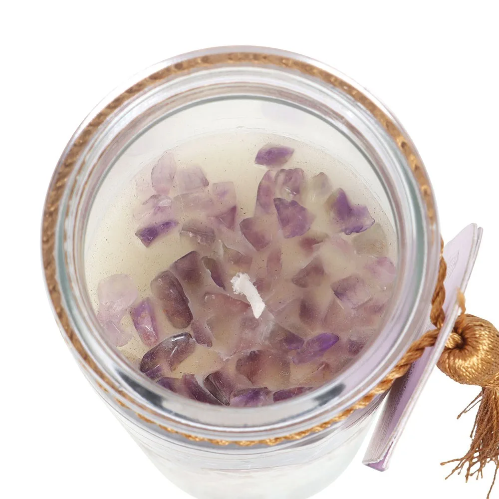 Selene Goddess Tube Candle with Amethyst Crystals - Image 4