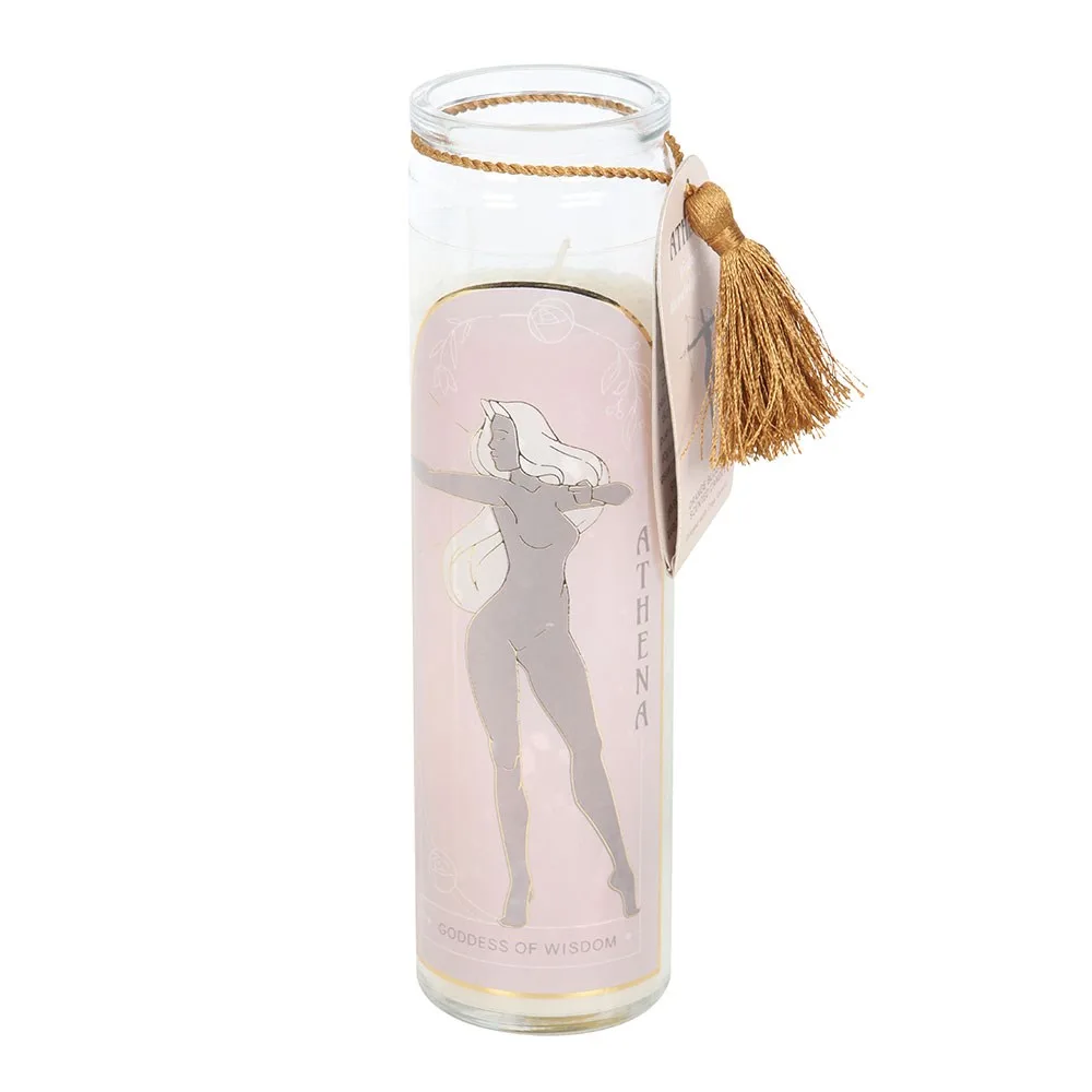 Athena Goddess Tube Candle with Clear Quartz Crystals - Image 2