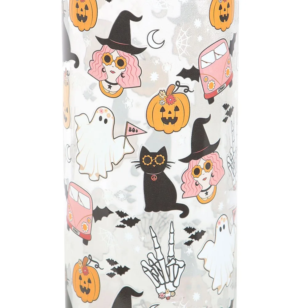 Groovy Ghost Print Glass Water Bottle - Image 4