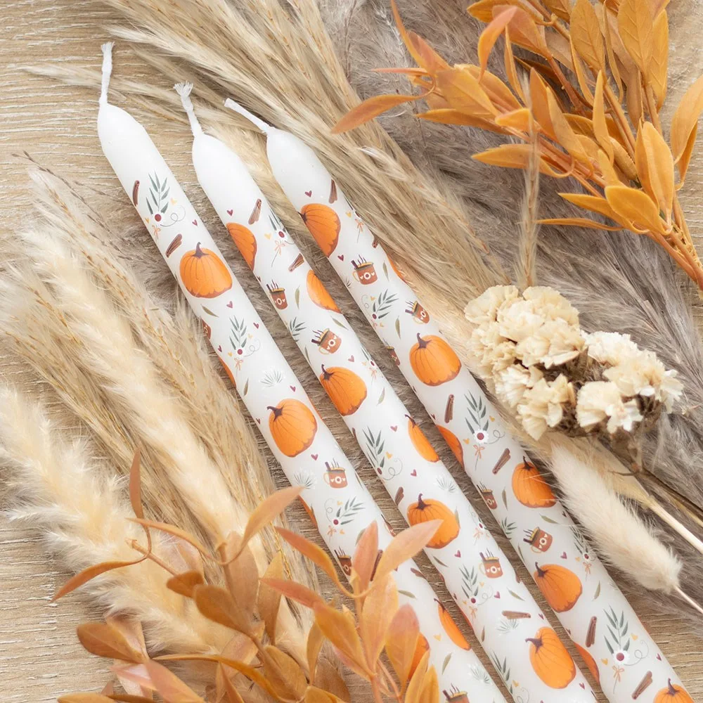 Set of 3 Pumpkin Taper Candles Set of 3 Pumpkin Taper Candles