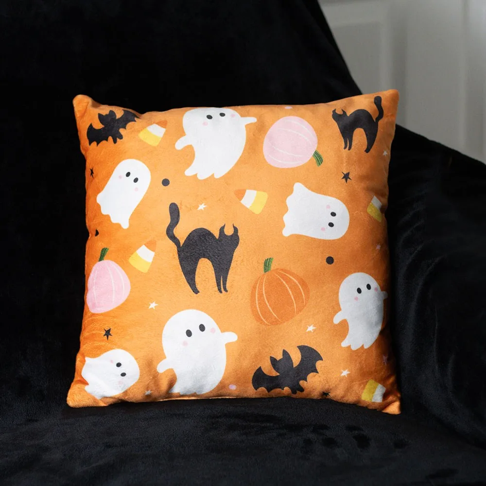 Square Sweet and Spooky Ghost Print Cushion Square Sweet and Spooky Ghost Print Cushion