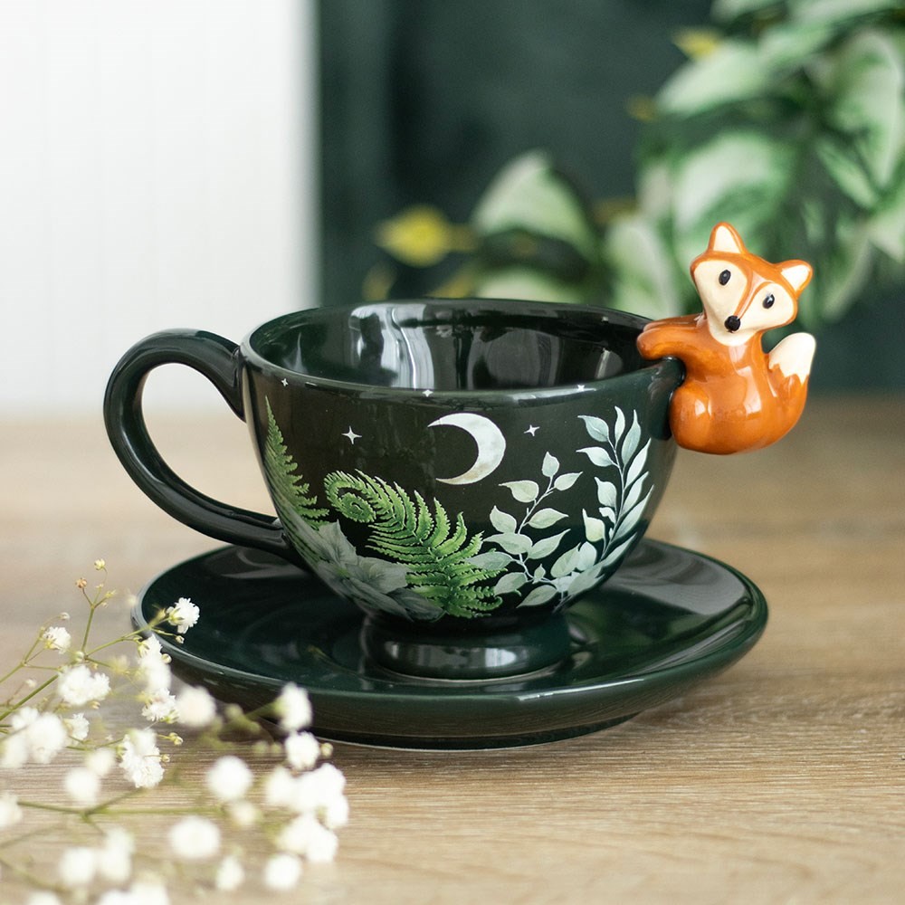 Green Forest Teacup with Fox Green Forest Teacup with Fox