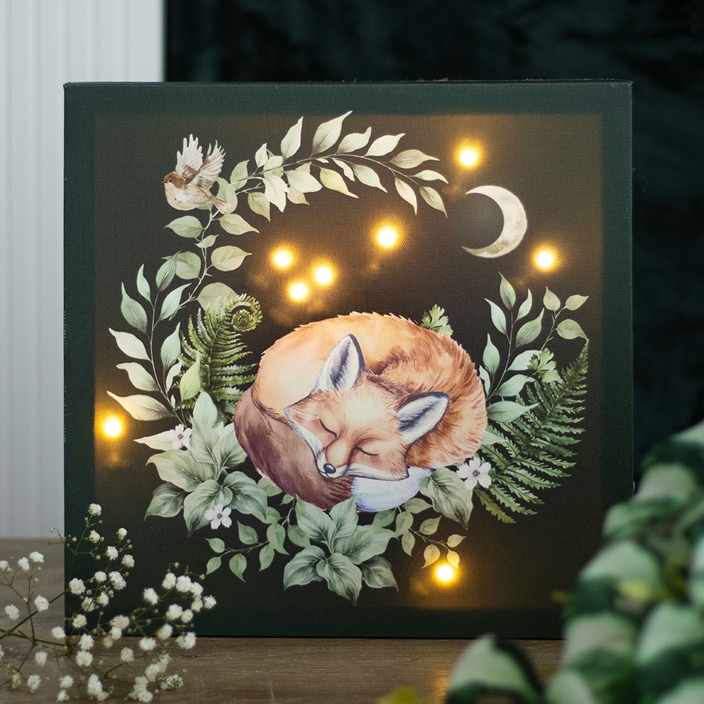 Sleeping Fox Light Up Canvas Plaque Sleeping Fox Light Up Canvas Plaque