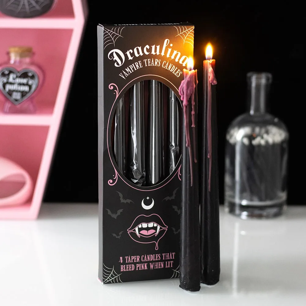 Set of 4 Pink Vampire Tears Taper Candles Set of 4 Pink Vampire Tears Taper Candles