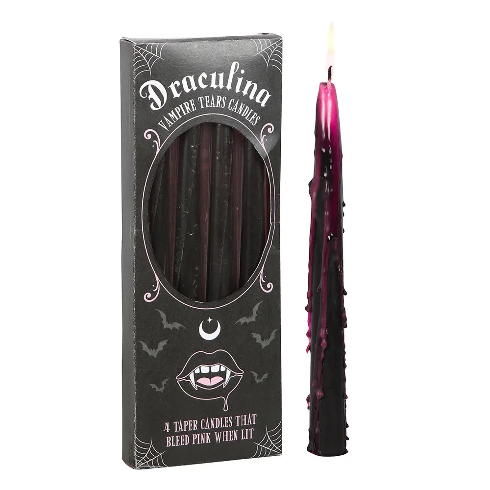 Set of 4 Pink Vampire Tears Taper Candles, photo 2 of 5