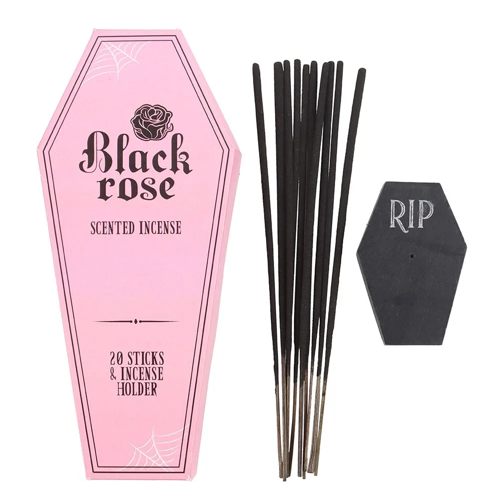 Set of 18 Black Rose Incense Stick Packs with Coffin Holder - Image 2
