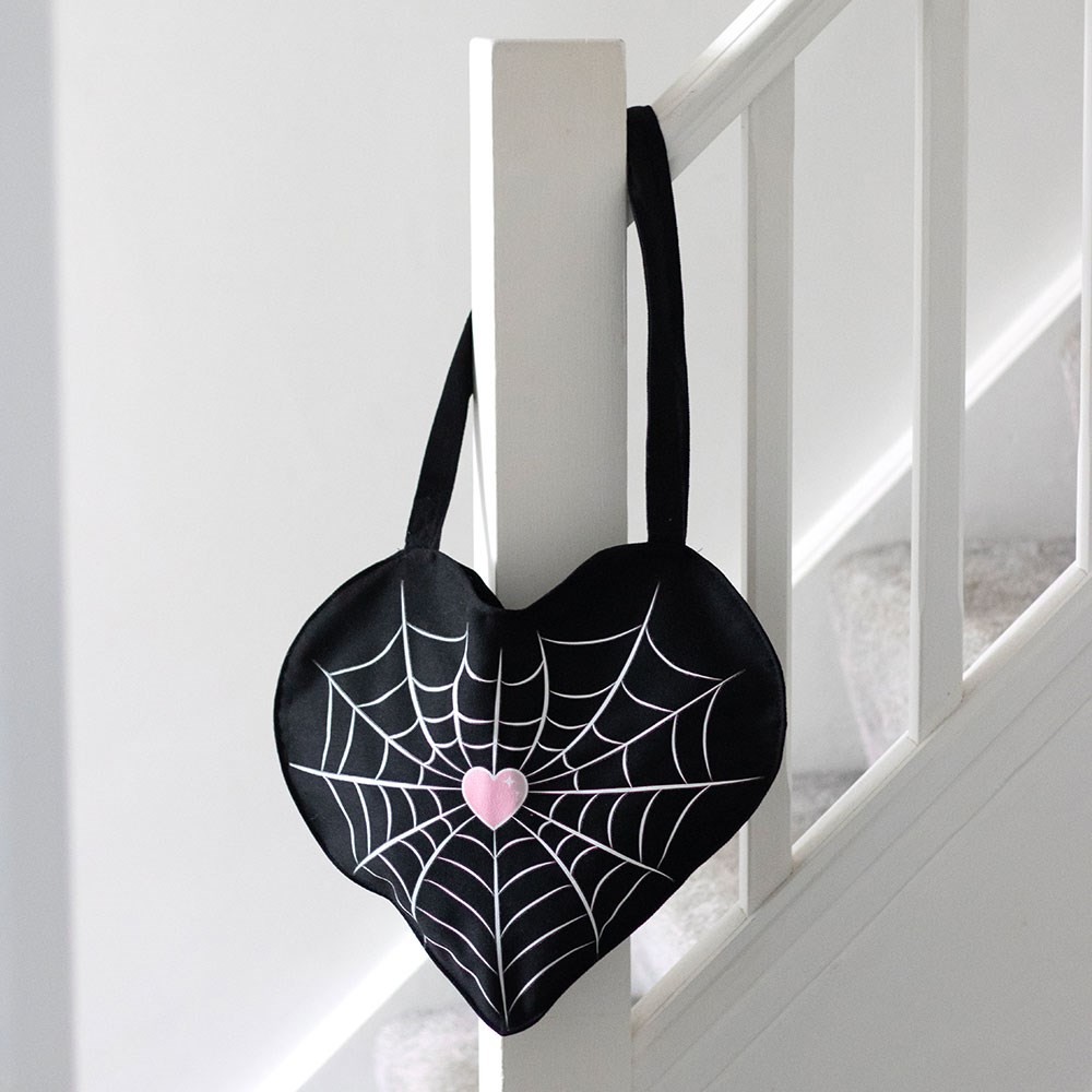 Spiderweb Heart Satin Tote Bag Spiderweb Heart Satin Tote Bag