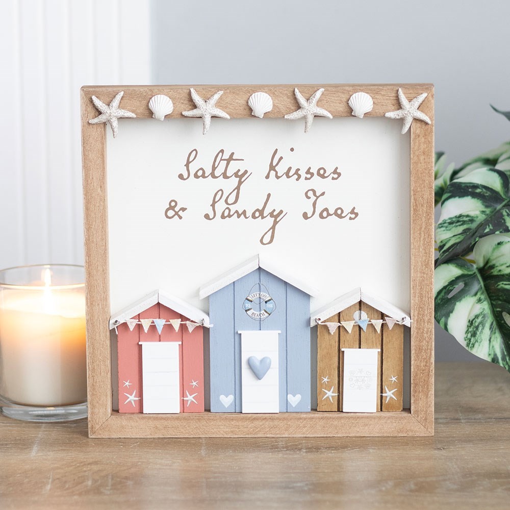 Salty Kisses 3D Shell Beach Hut Plaque Salty Kisses 3D Shell Beach Hut Plaque
