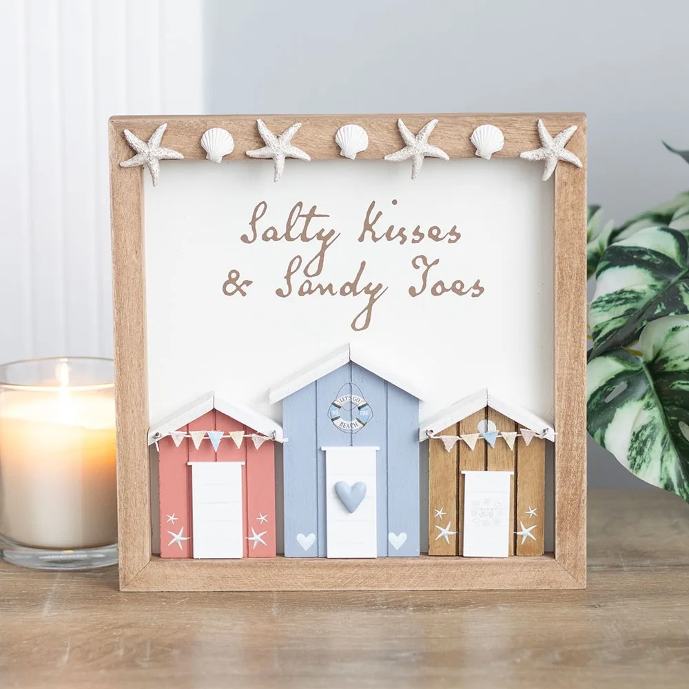 Salty Kisses 3D Shell Beach Hut Plaque Salty Kisses 3D Shell Beach Hut Plaque