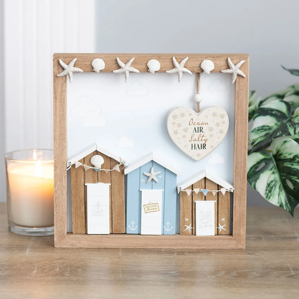 Ocean Air Salty Hair 3D Shell Beach Hut MDF Plaque Ocean Air Salty Hair 3D Shell Beach Hut MDF Plaque