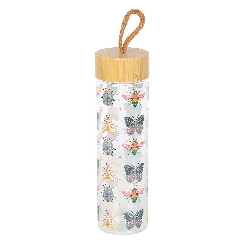Floral Bug Print Glass Water Bottle, photo 2 of 5