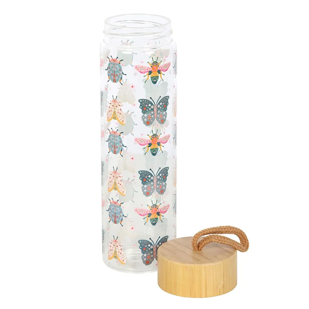 Floral Bug Print Glass Water Bottle, photo 3 of 5