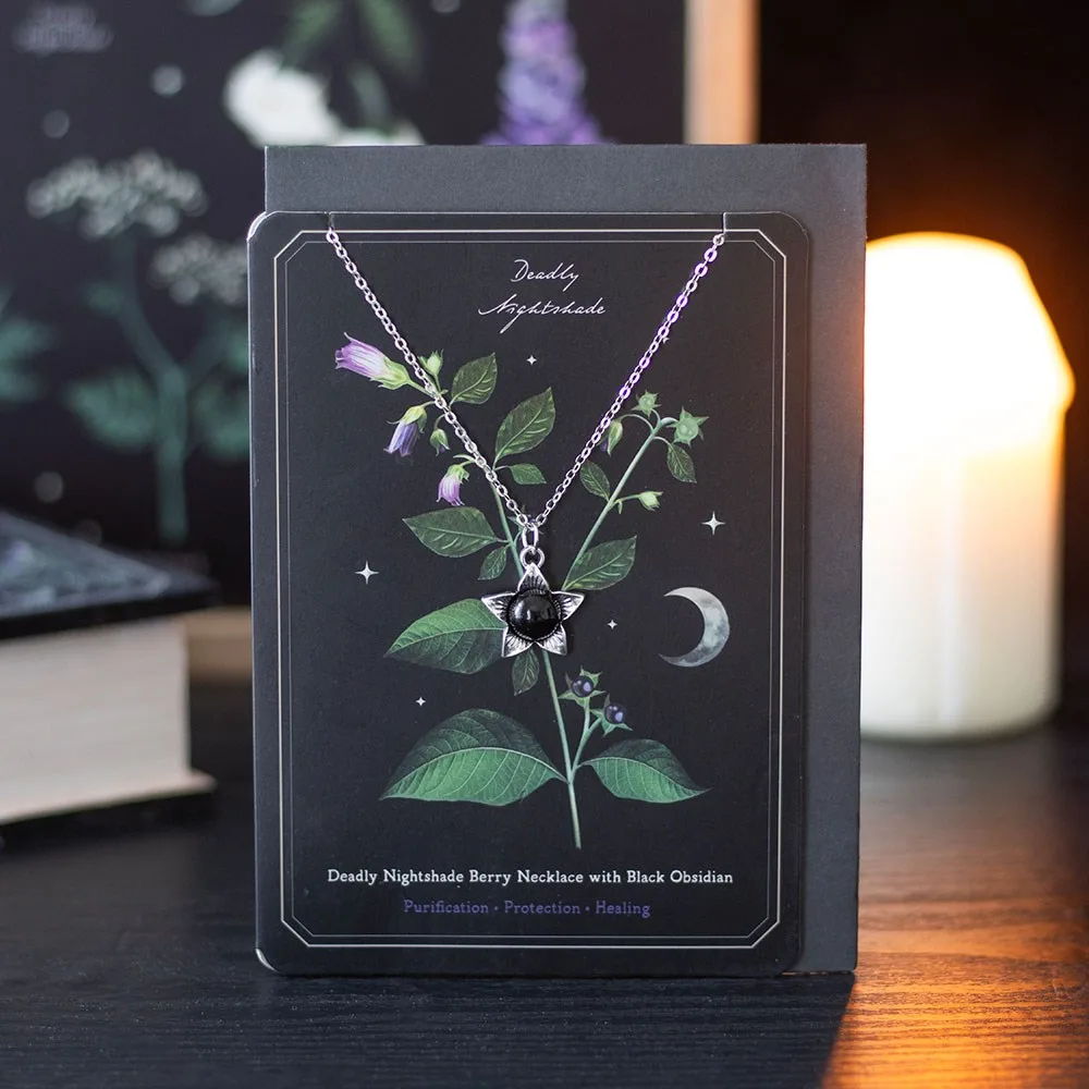 Deadly Nightshade Necklace with Black Obsidian on Greeting Card Deadly Nightshade Necklace with Black Obsidian on Greeting Card