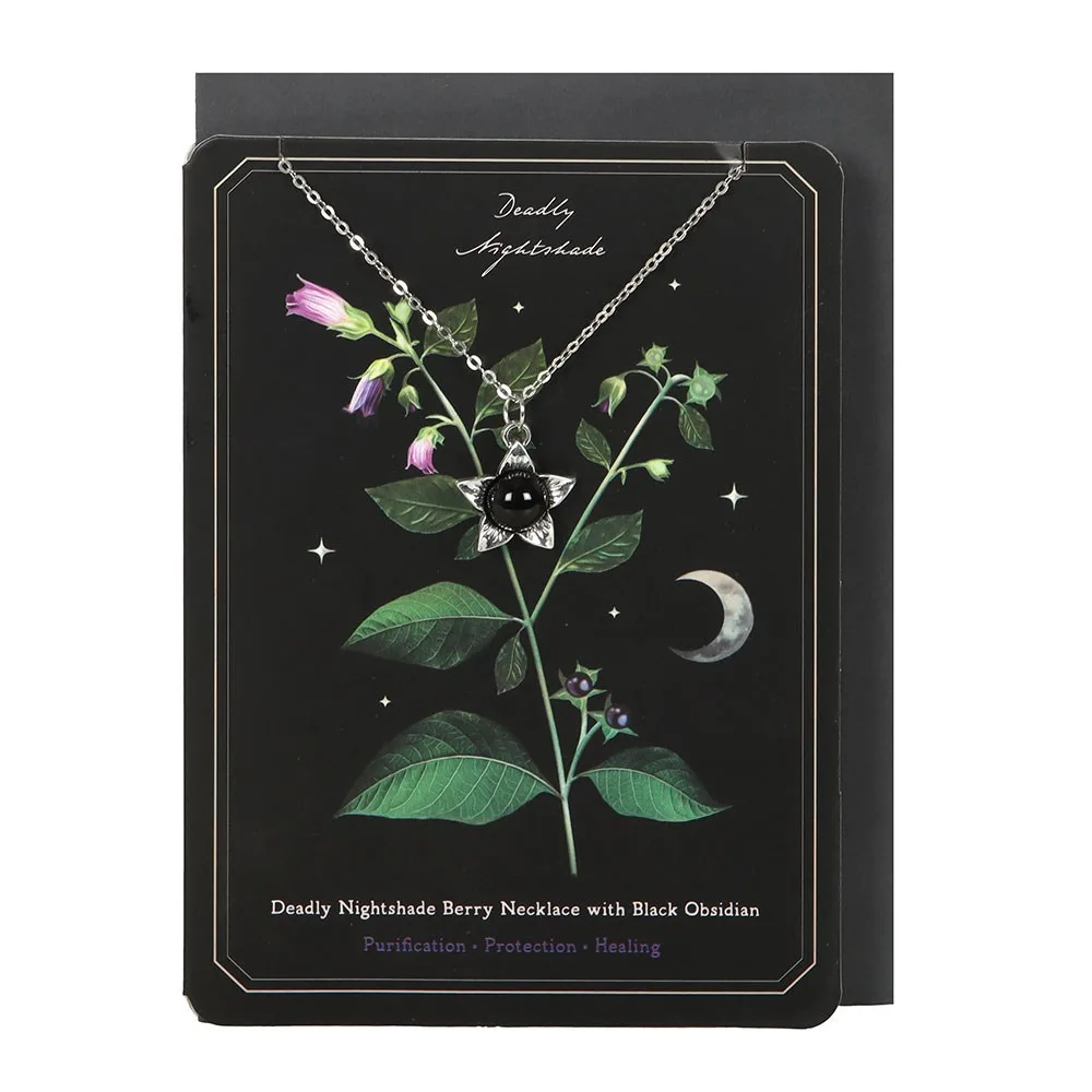 Deadly Nightshade Necklace with Black Obsidian on Greeting Card - Image 2