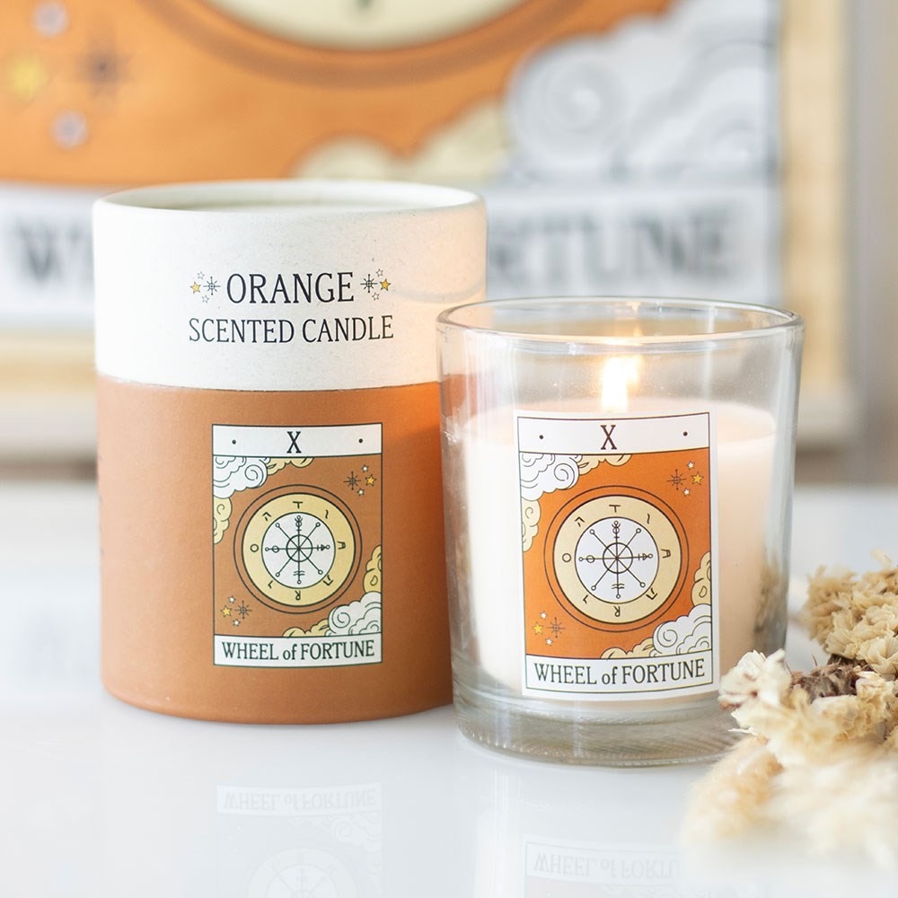 The Wheel of Fortune Vintage Tarot Orange Candle The Wheel of Fortune Vintage Tarot Orange Candle
