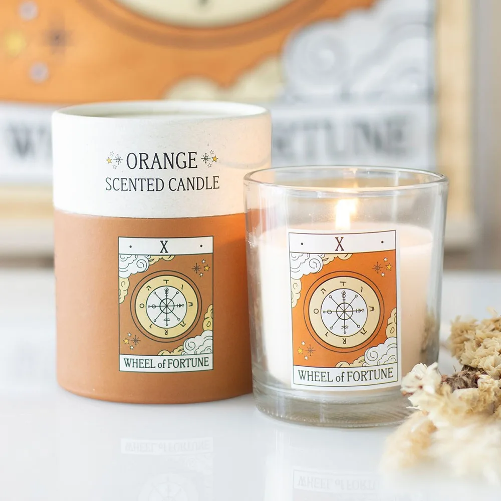 The Wheel of Fortune Vintage Tarot Orange Candle The Wheel of Fortune Vintage Tarot Orange Candle