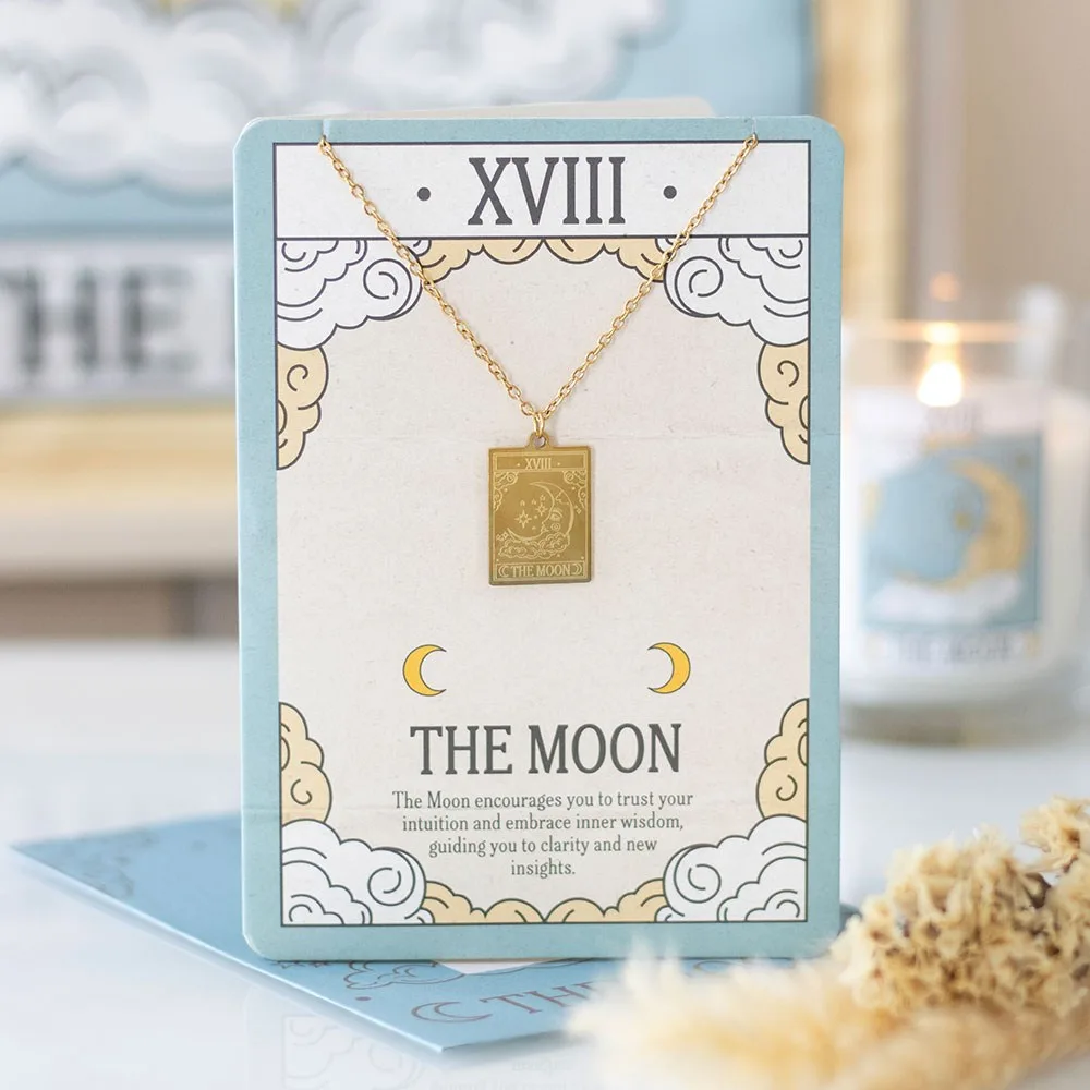 The Moon Vintage Tarot Necklace on Greeting Card The Moon Vintage Tarot Necklace on Greeting Card