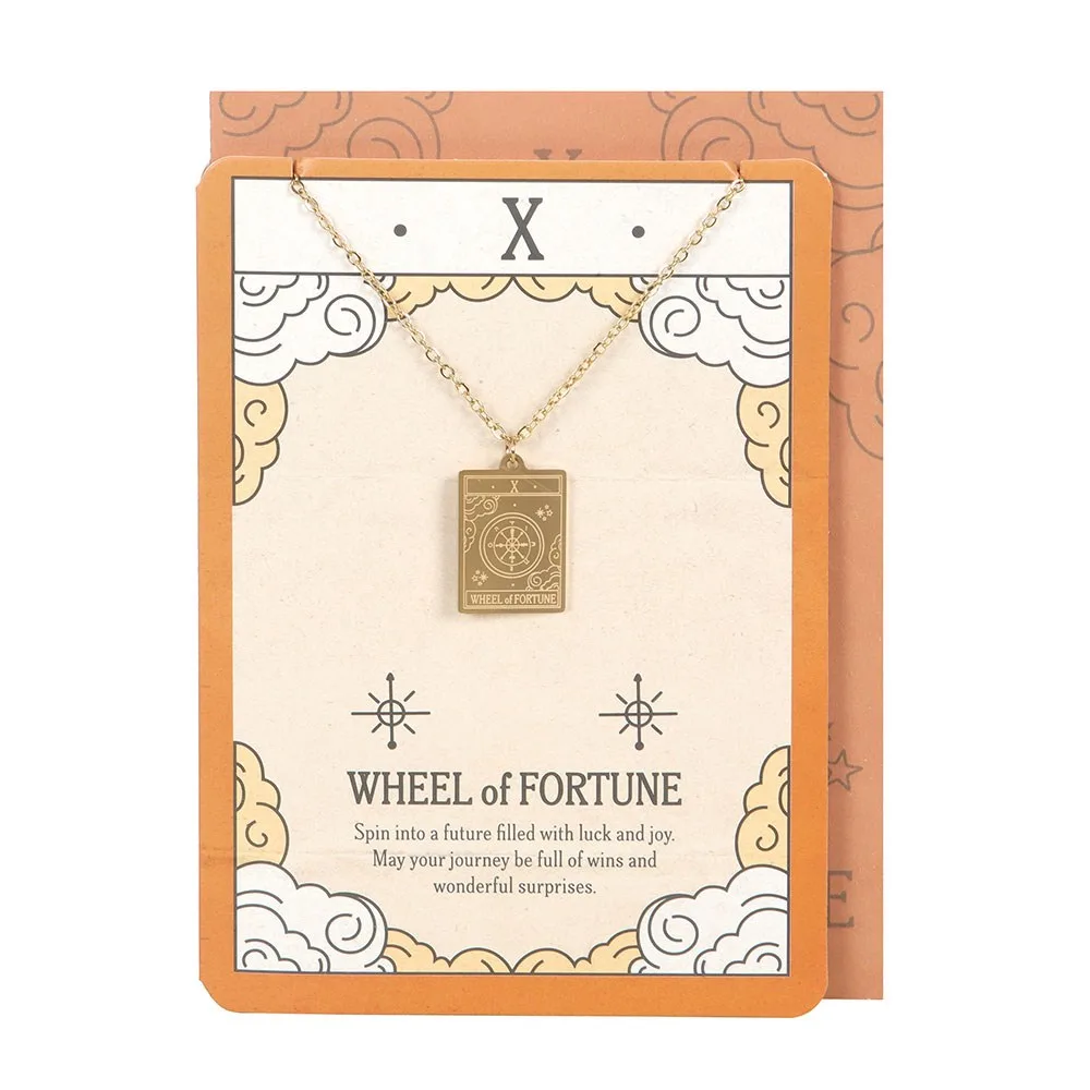 The Wheel of Fortune Vintage Tarot Necklace on Greeting Card - Image 2