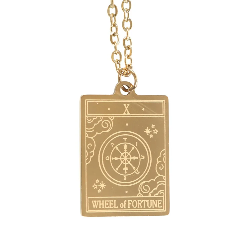 The Wheel of Fortune Vintage Tarot Necklace on Greeting Card - Image 3
