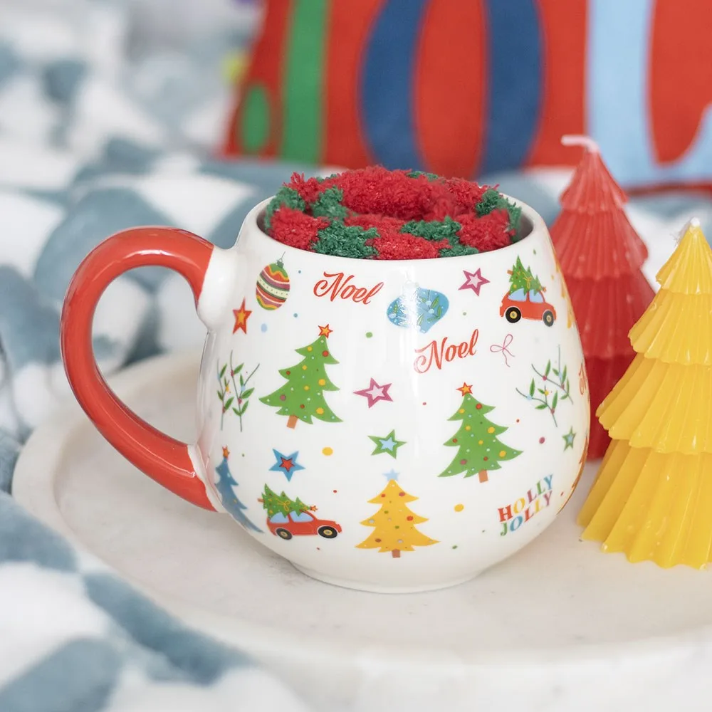 Nostalgic Christmas Print Mug and Socks Set Nostalgic Christmas Print Mug and Socks Set