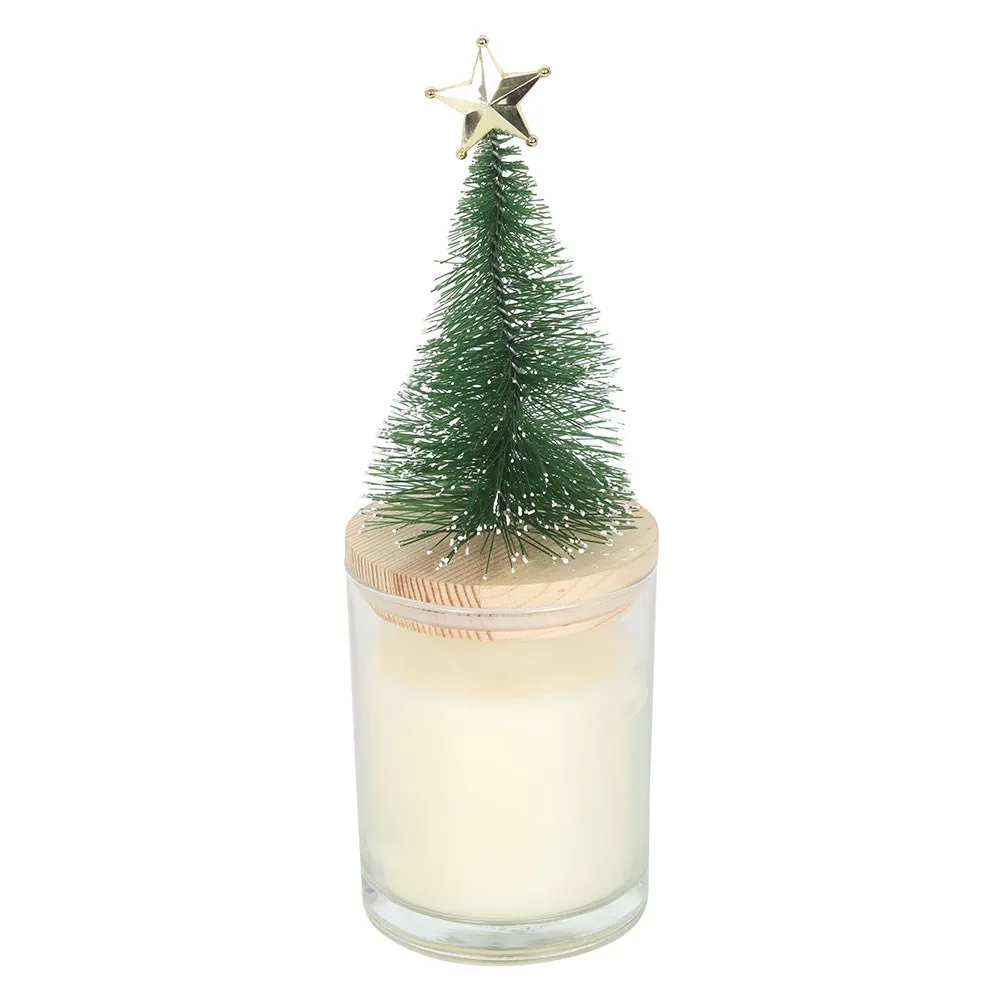 Holly Jolly Pine & Fir Glass Candle with Tree - Image 4