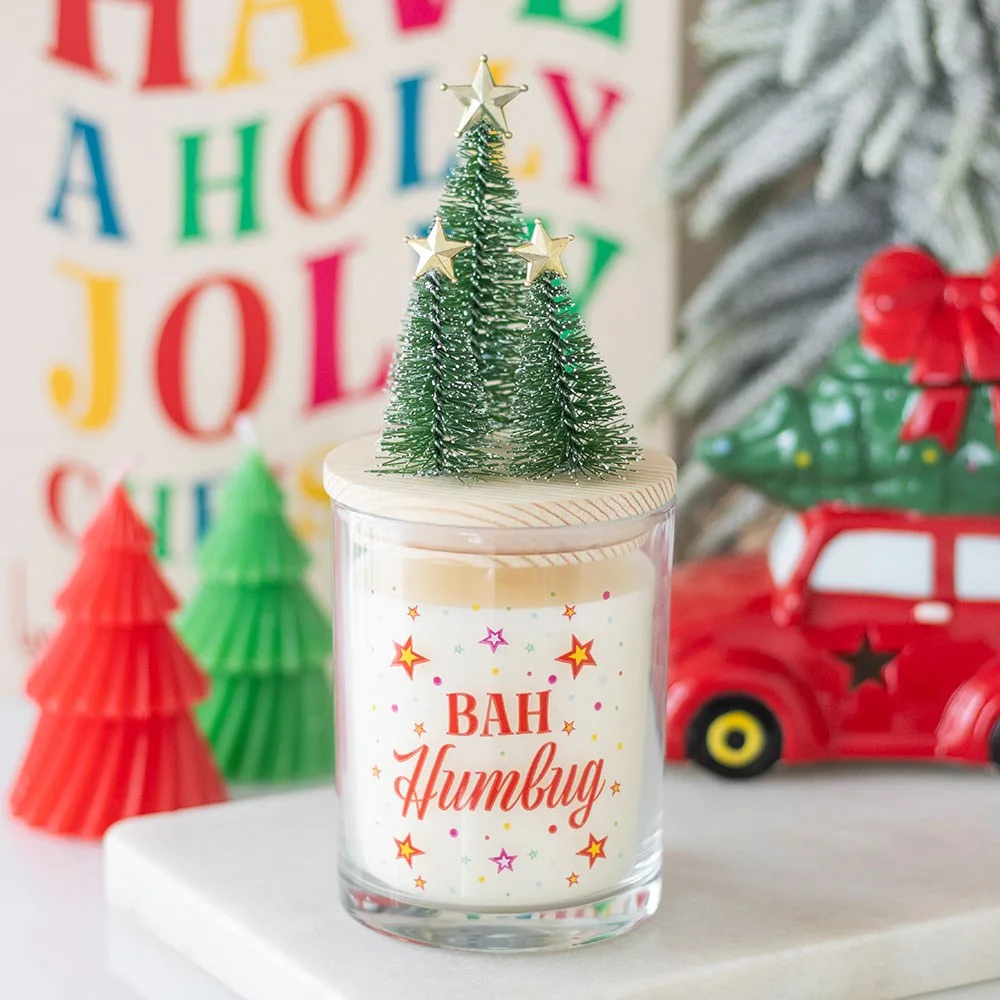 Bah Humbug Orange & Clove Glass Candle with Tree Bah Humbug Orange & Clove Glass Candle with Tree