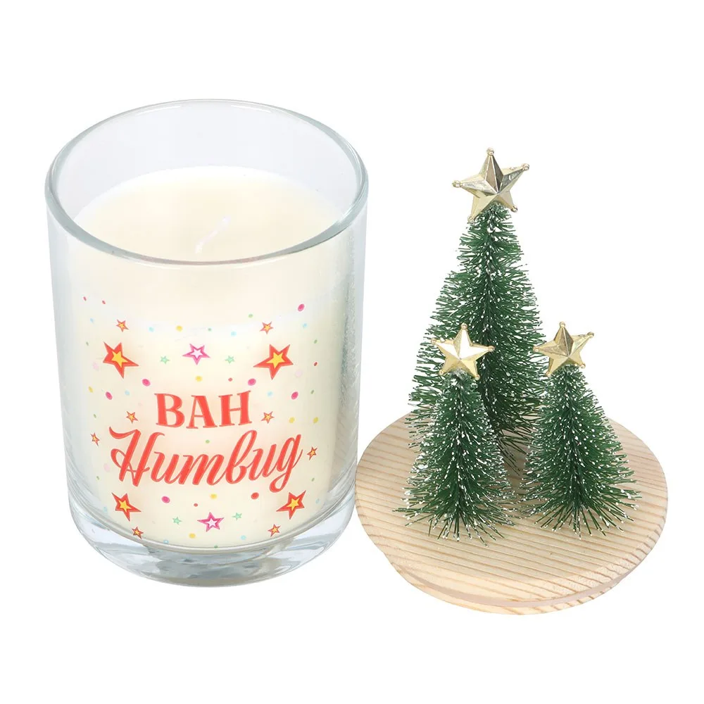 Bah Humbug Orange & Clove Glass Candle with Tree - Image 3