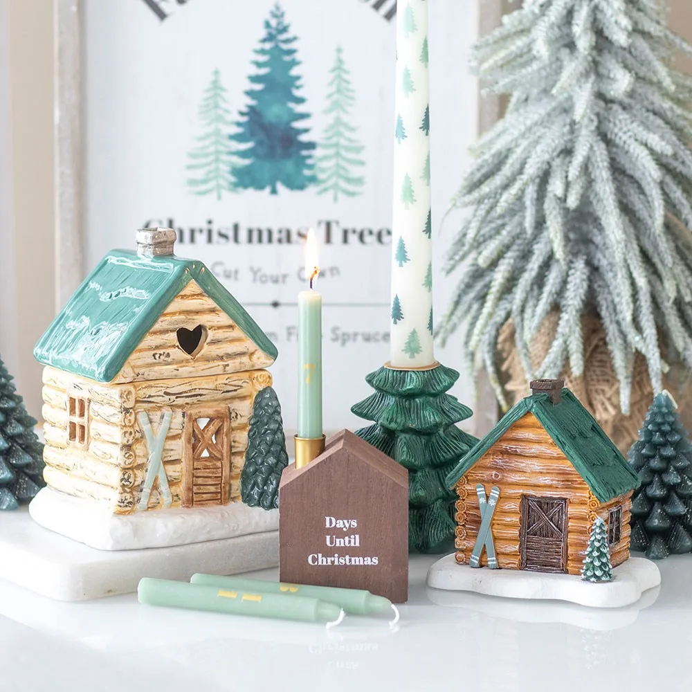 Green Fir Tree Candle Holder with Taper Candle - Image 5