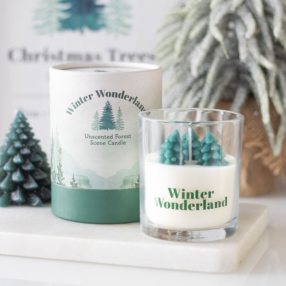 Winter Wonderland Candle with Tree Scene Winter Wonderland Candle with Tree Scene