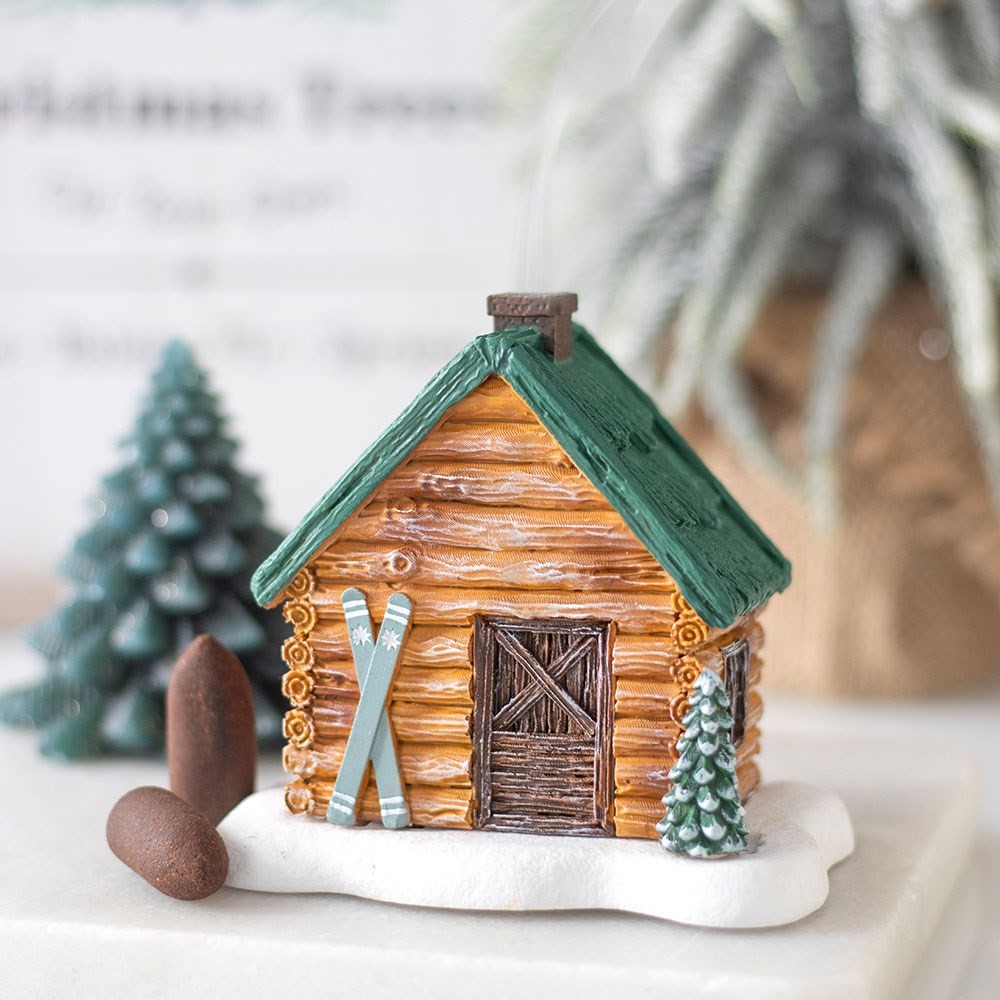 Cabin Ski Chalet Incense Cone Holder Cabin Ski Chalet Incense Cone Holder