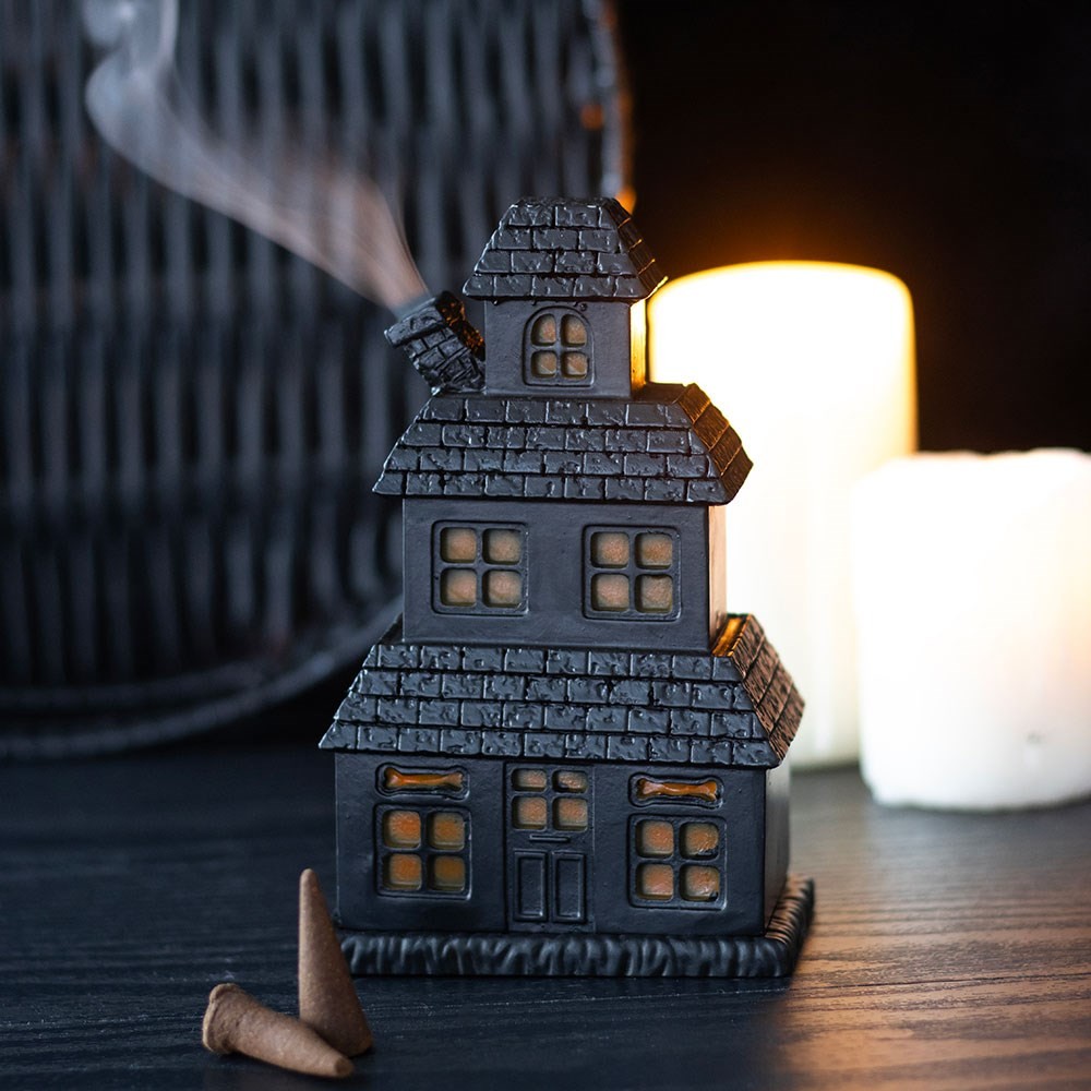 Black Haunted House Incense Cone Holder Black Haunted House Incense Cone Holder
