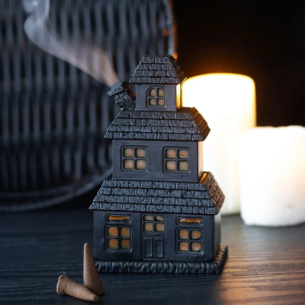 Black Haunted House Incense Cone Holder Black Haunted House Incense Cone Holder